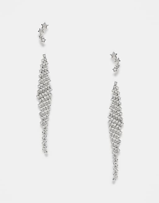 ONLY 2-pack rhinestone earring in silver