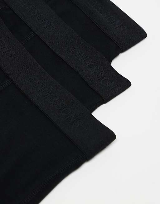 ONLY & SONS 3 Pack Trunks In All Black