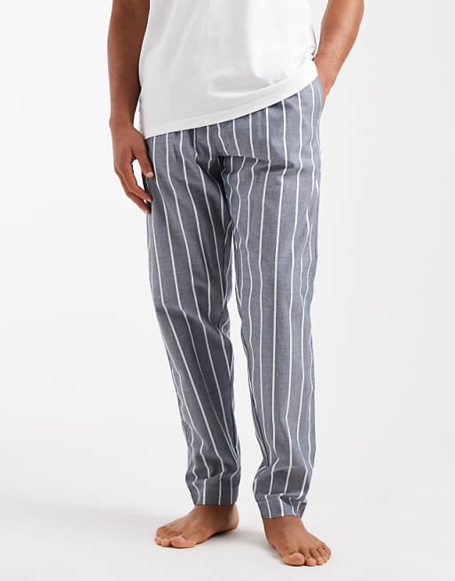 ONLY & SONS Trousers & T-shirt Pyjama Set In White & Grey Stripe
