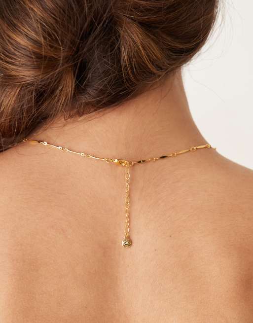 Orelia Bar Link And Stationed Pearl Necklace In 18k Gold Plated