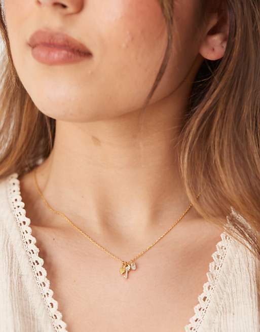 Orelia charm cluster necklace in 18k gold plated