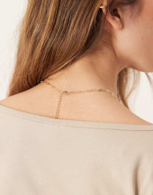 Orelia Chunky T-Bar Mid Length Necklace In 18k Gold Plated