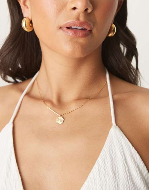 Orelia Gold Plated Domed Shell Earrings In Pale Gold
