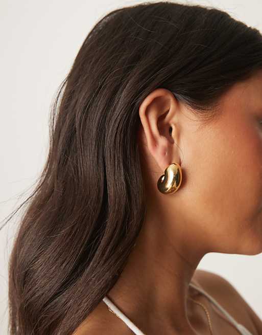 Orelia gold plated domed shell earrings in pale gold