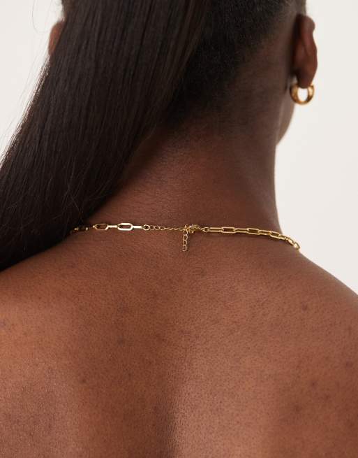 Orelia Gold Plated Statement Resin Shell Chain Necklace In Brown