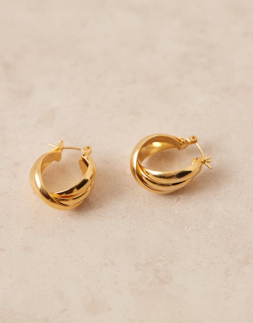 Orelia Interlocking Hoop Earrings In 18k Gold Plated