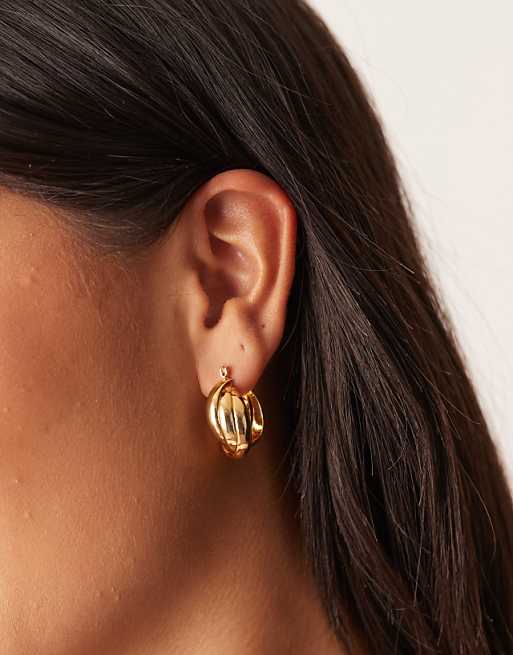 Orelia interlocking hoop earrings in 18k gold plated