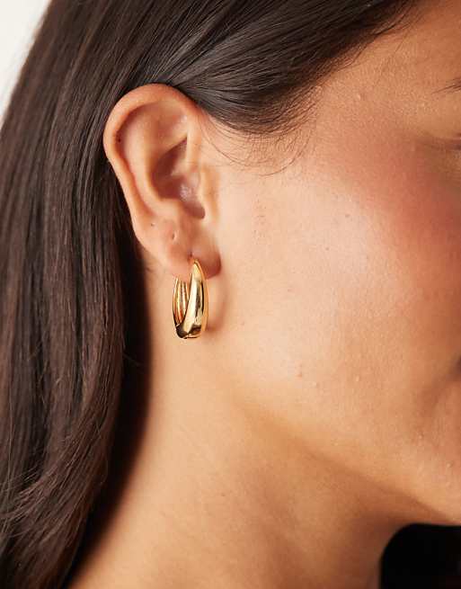 Orelia large tapered hoop earrings in 18k gold plated