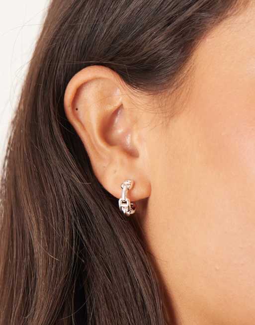 Orelia Mariner Chain Hoops In Sterling Silver Plated
