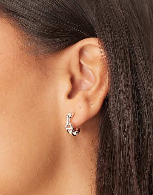Orelia mariner chain hoops in sterling silver plated