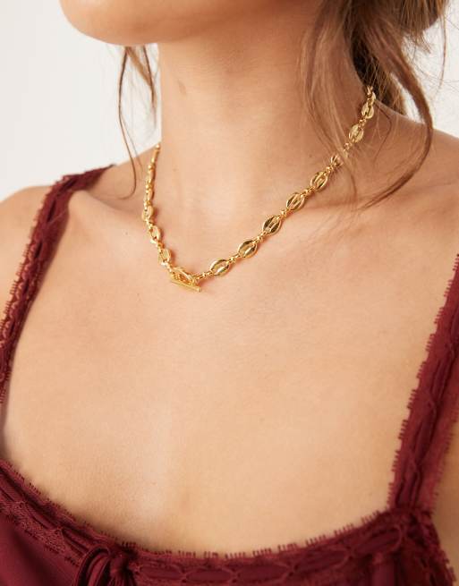 Orelia Mariner Chain T-bar Necklace In 18k Gold Plated