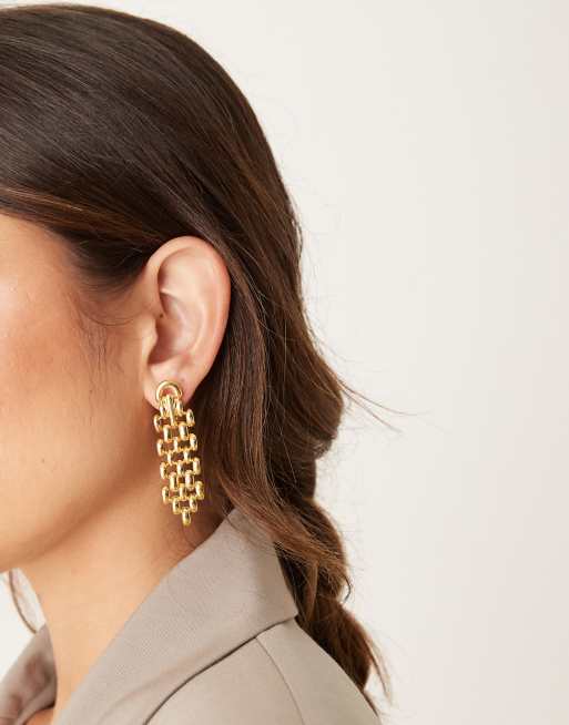Orelia Statement Chain Drop Earrings In 18k Gold Plated