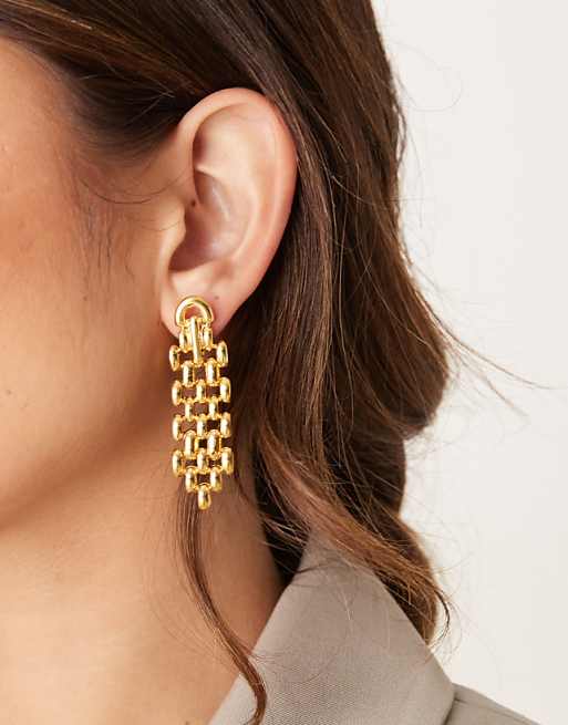 Orelia statement chain drop earrings in 18k gold plated