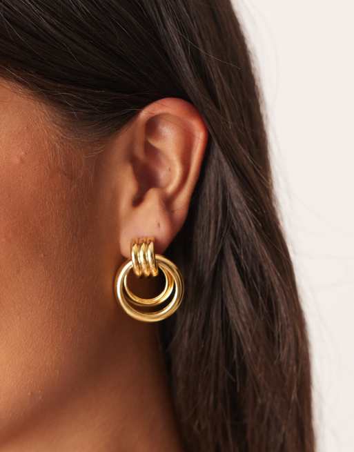 Orelia Statement Doorknocker Earrings In 18k Gold Plated