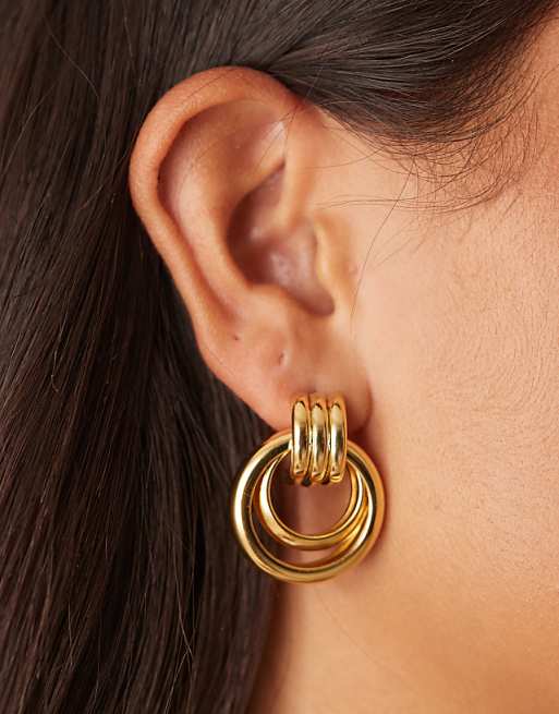 Orelia statement doorknocker earrings in 18k gold plated