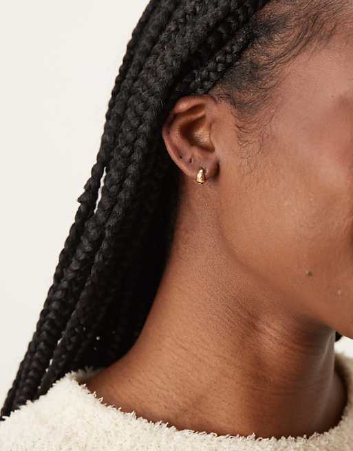 Orelia Textured Tapered Hoop Earrings In 18k Gold Plated