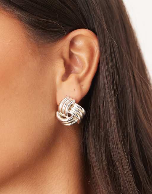 Orelia Vintage Style Interlocking Statement Stud Earrings In Sterling Silver Plated