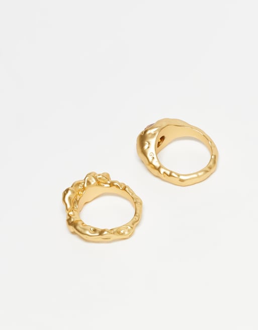 & Other Stories 2 Pack Textured Rings In Gold