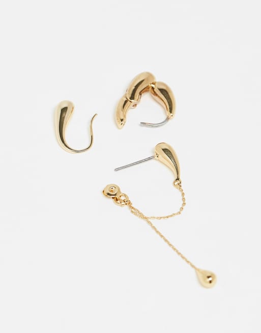 & Other Stories 3 Pack Hoop And Chain Hoop Earrings In Gold