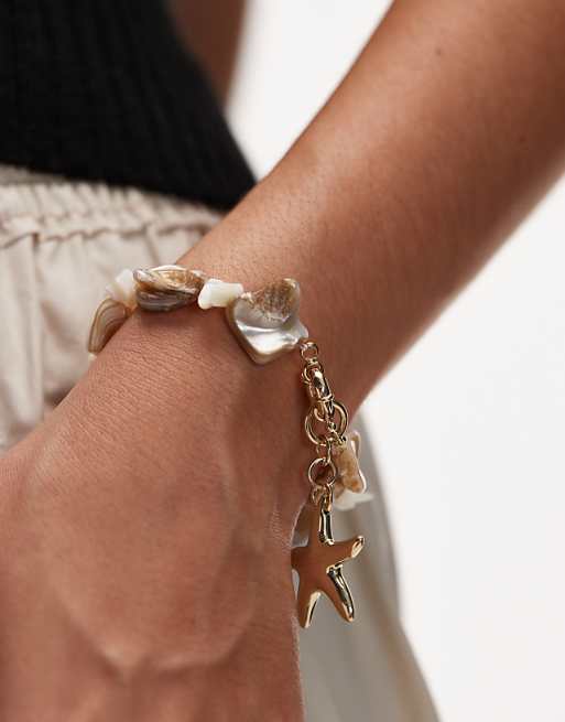 & Other Stories beaded seashell bracelet in neutral
