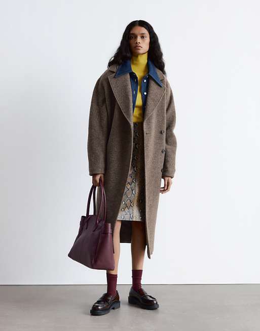 & Other Stories Belted Wool Coat In Mole Brown