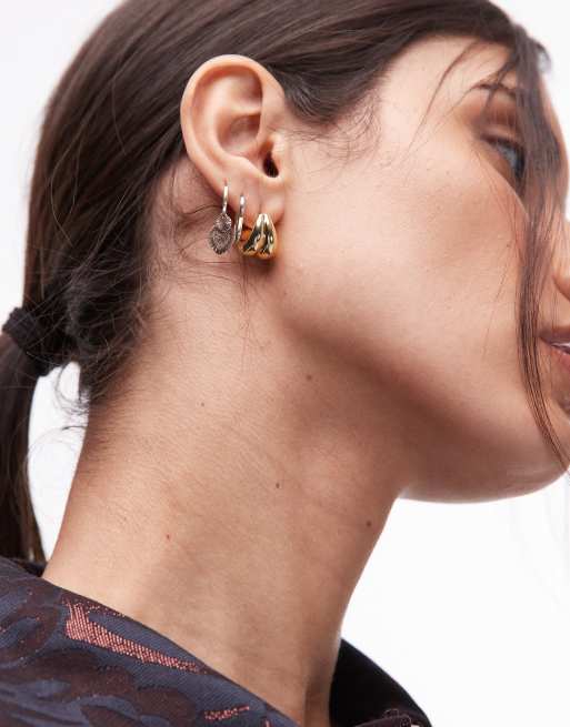 & Other Stories Double Hoop Teardrop Stud Earrings In Gold