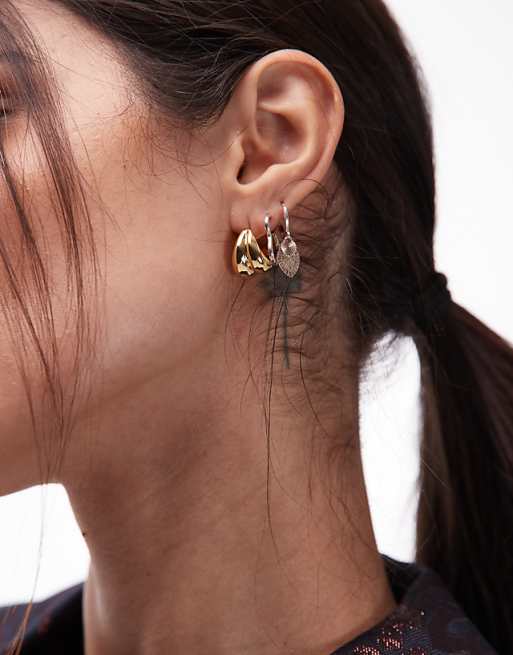 & Other Stories double hoop teardrop stud earrings in gold