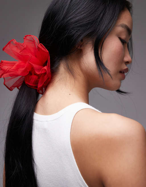 & Other Stories Large Mesh Scrunchie In Red