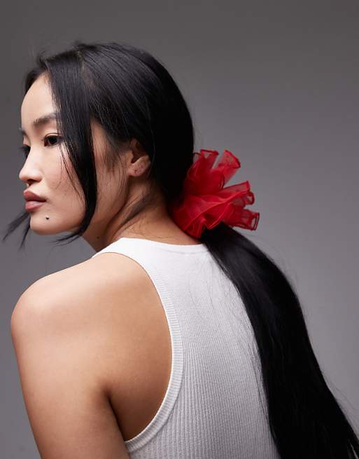 & Other Stories large mesh scrunchie in red