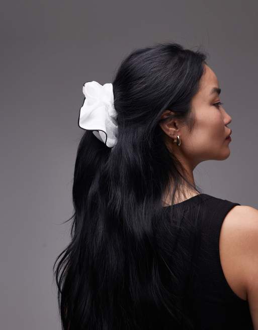& Other Stories Large Scrunchie In White With Black Trim