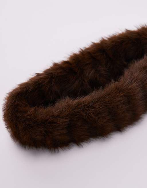 & Other Stories Premium Soft Faux Fur Headband In Dark Brown
