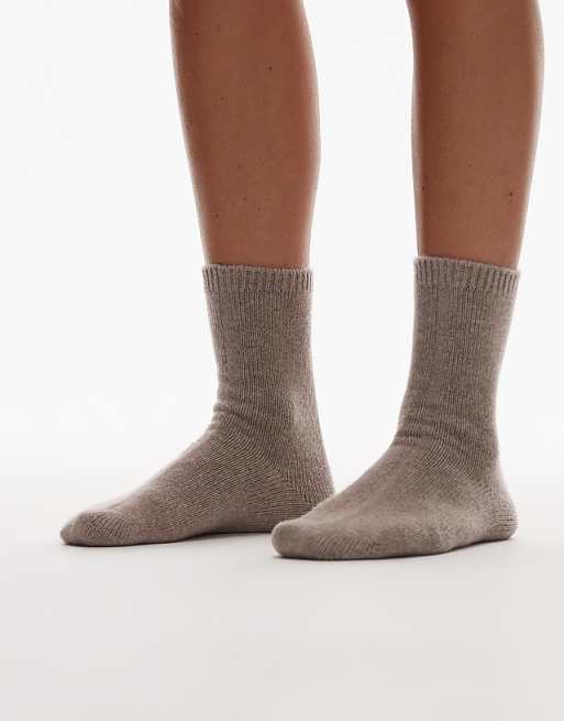 & Other Stories pure cashmere wool socks in dark beige