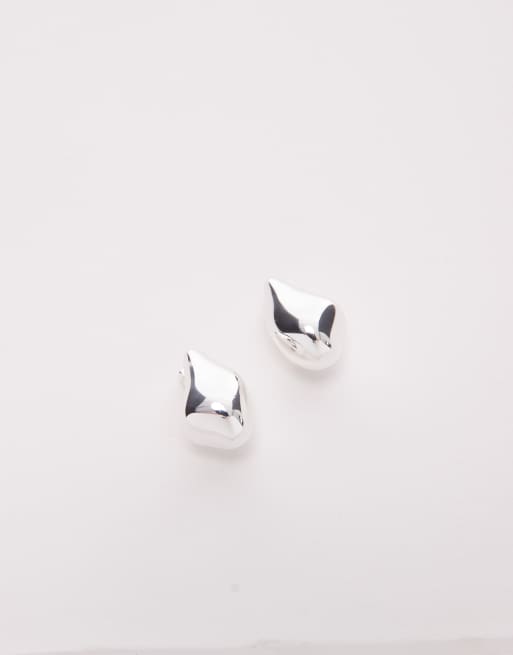 & Other Stories Sculpted Pebbles Earrings In Silver