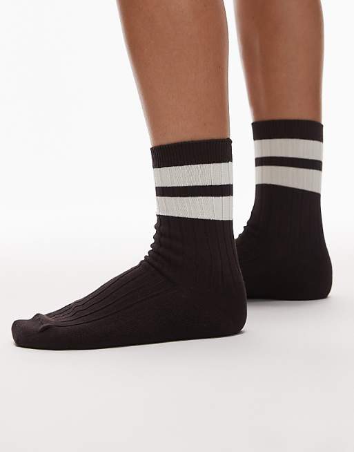 & Other Stories socks in brown with white contrast cuff
