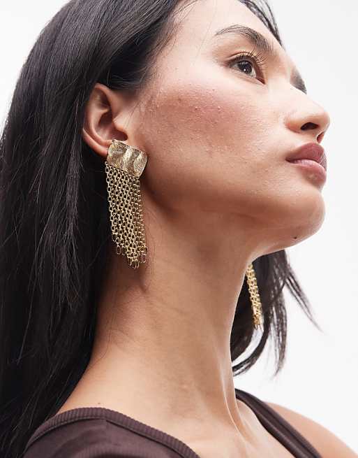 & Other Stories textured cascade drop earrings in gold