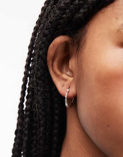 & Other Stories thick edge small hoop earrings in silver