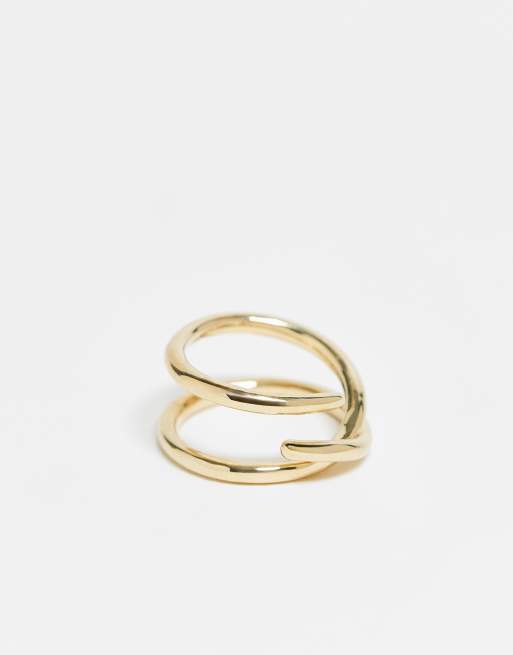 & Other Stories Thin Asymmetric Cross Over Ring In Gold