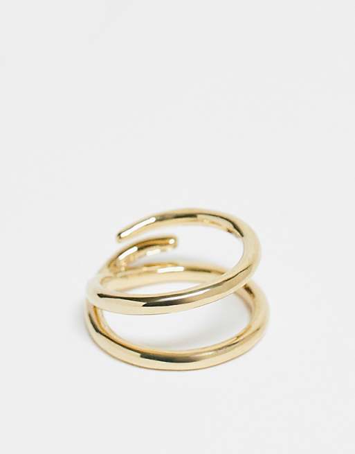 & Other Stories thin asymmetric cross over ring in gold