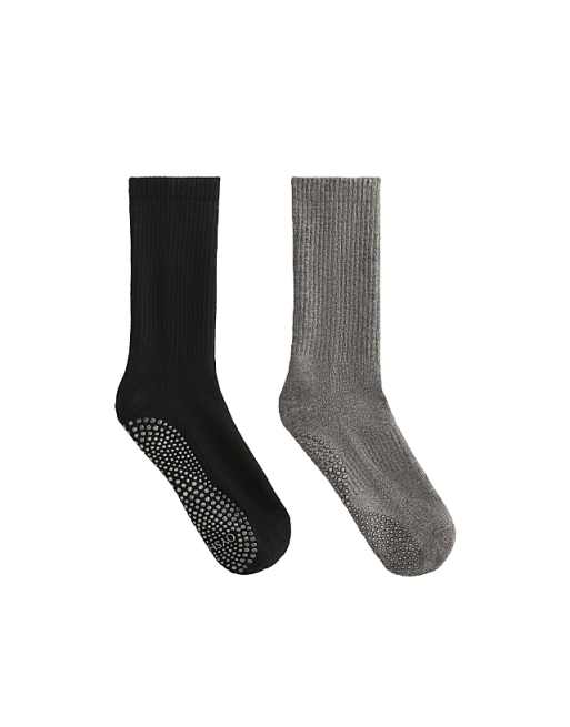 OYSHO 2 pairs of classic cotton blend yoga and pilates socks in black