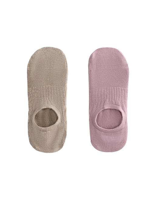 OYSHO 2 pairs of cotton blend yoga and pilates socks in dusty pink