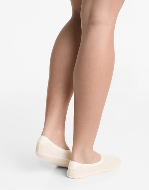 OYSHO 2 Pairs Of High Cut Cotton Blend Invisible Socks In Pale Ecru