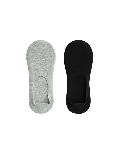 OYSHO 2 pairs of high cut cotton blend invisible socks in mid-grey melange