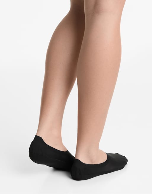 OYSHO 2 Pairs Of Invisible High Cut Rib Socks With Microfibre In Dusty Pink