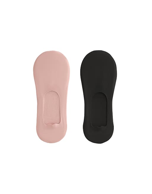 OYSHO 2 pairs of invisible high cut rib socks with microfibre in dusty pink