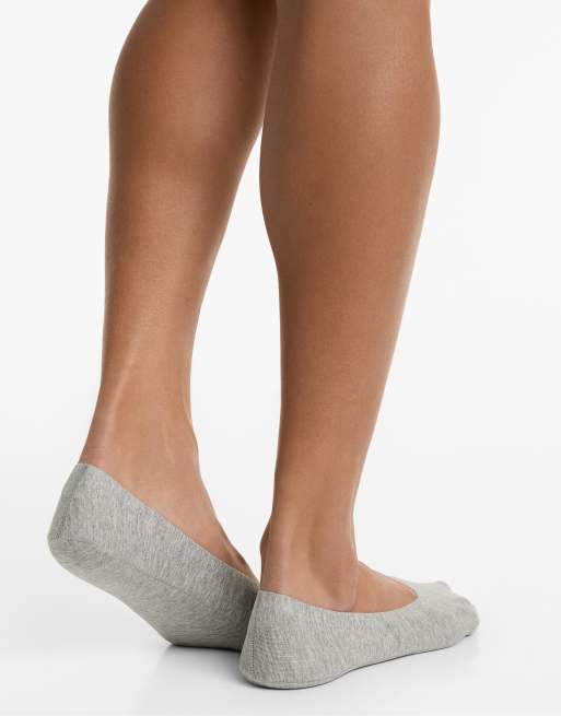 OYSHO 2 Pairs Of Medium-cut Cotton Blend Invisible Socks In Pale Ecru