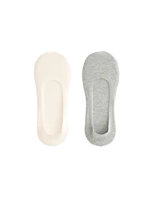 OYSHO 2 pairs of medium-cut cotton blend invisible socks in pale ecru