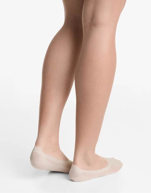 OYSHO 2 Pairs Of Medium Cut Invisible Socks With Microfibre In Pearl Grey