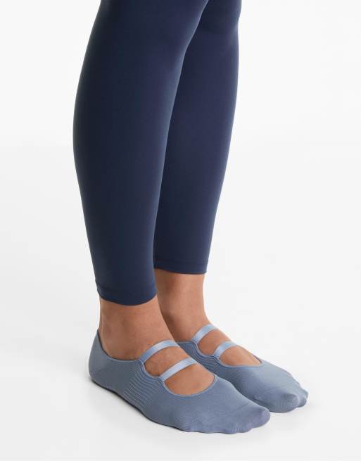 OYSHO 2 Pairs Of Polyamide Blend Yoga And Pilates Socks With Parallel Straps In Grey