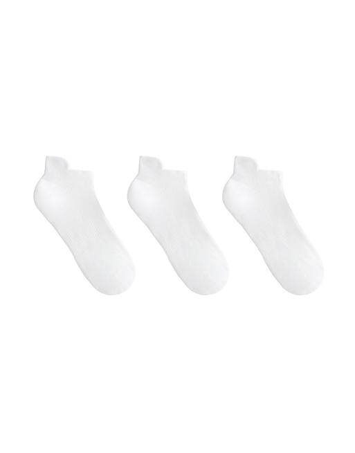 OYSHO 3 pairs of cotton blend sports sneaker socks with heel tab in white