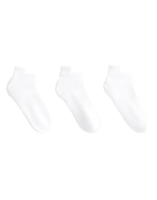 OYSHO 3 pairs of cotton blend sports sneaker socks with heel tab in white